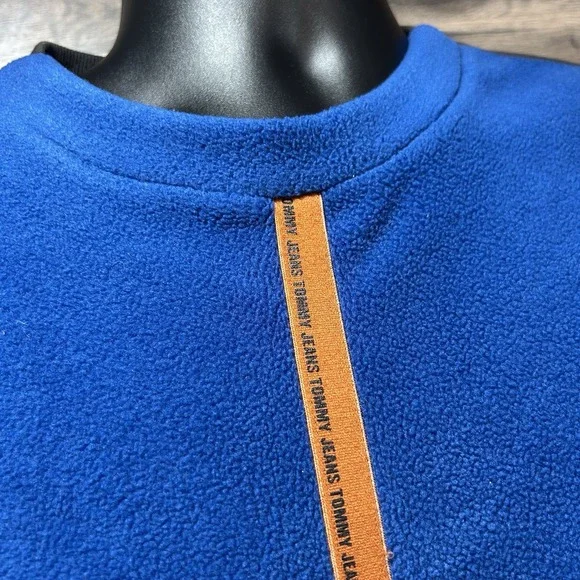 Vintage Tommy Hilfiger Jeans‎ Mens Fleece Pullover Sweatshirt Blue Size Large - Picture 2 of 7